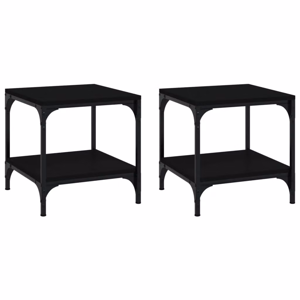 Berkfield Home Set of 2 Black Industrial Side Tables, W/D/H: 40 x 40 x 40 cm – 2