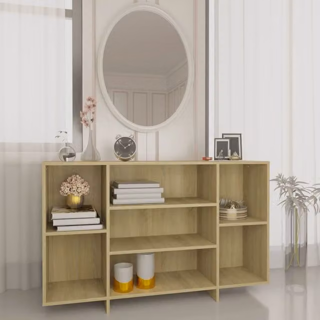 Berkfield Home Sonoma Oak Sideboard in Beige, W/D/H: 120 x 30 x 75 cm