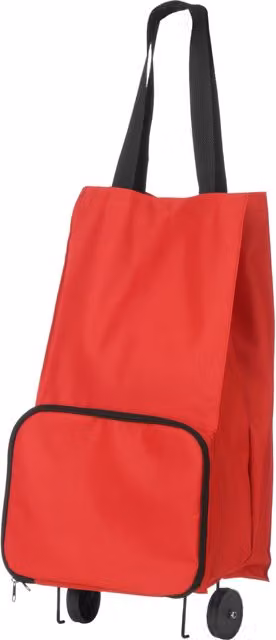 Orsina Red Fabric Foldable Shopping Trolley Bag with Wheels and Drawstring Closure – 2
