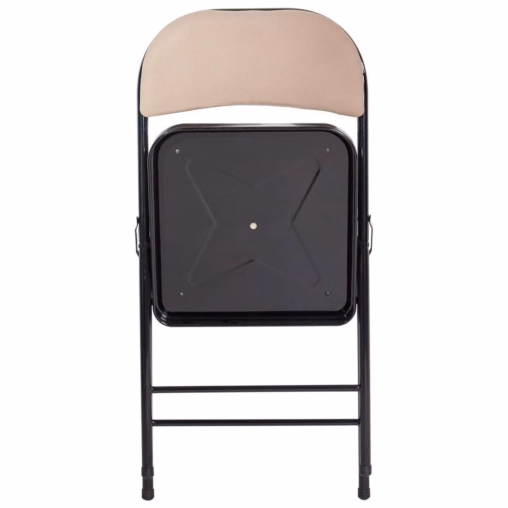 Wyld and Coco Set of 4 Folding Chairs with Beige Padded Seats and Black Metal Frames – 3