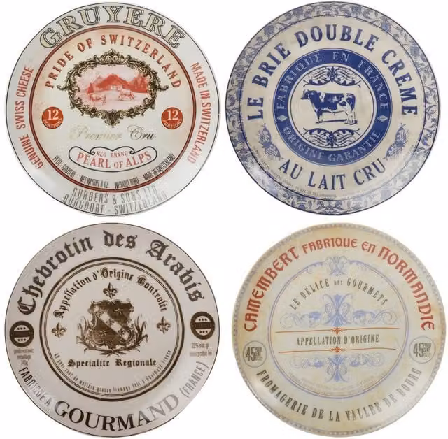 Creative Tops Gourmet Cheese Set of 4 Ceramic Plates in Blue and Multicolour – 1