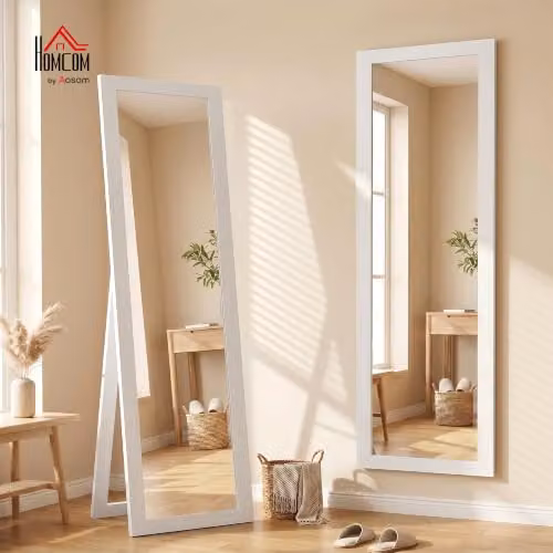 HOMCOM Full Length Rectangular Mirror in White, Freestanding or Hanging, W: 37 cm, H: 157 cm – 2