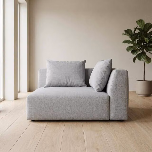 Abakus Direct Tokyo Corner Seat in Light Grey Brushed Tweed Fabric