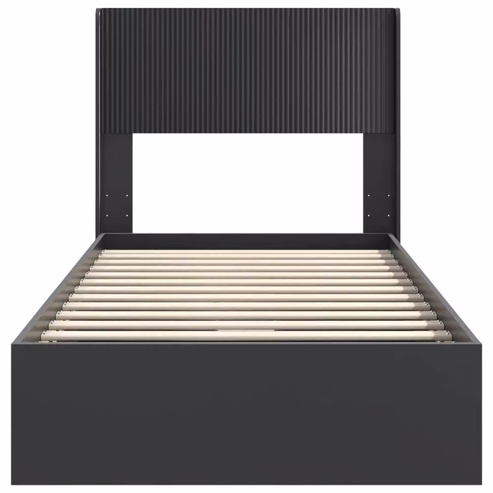 Berkfield Home Modern Bed Frame with Headboard and Side Compartment Storage in Black W/D/H: 190 x 75 x 75 cm – 4