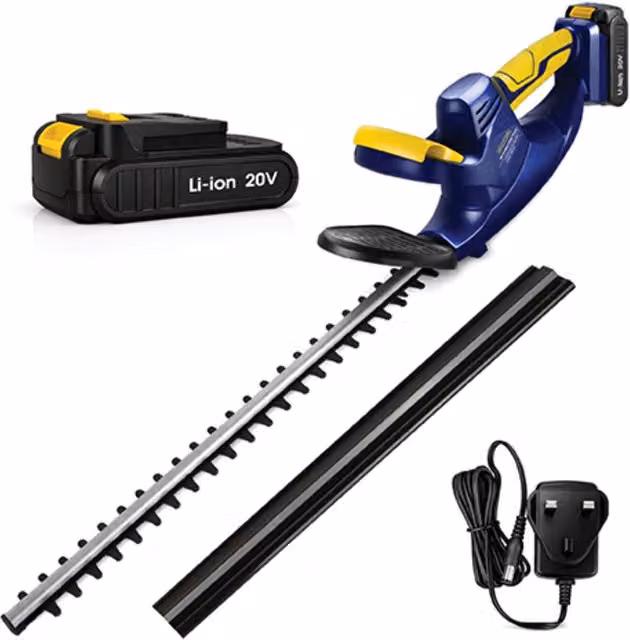 Skotek Lightweight Handheld Electric Cordless Reciprocating Hedge Trimmer 20V, Blue