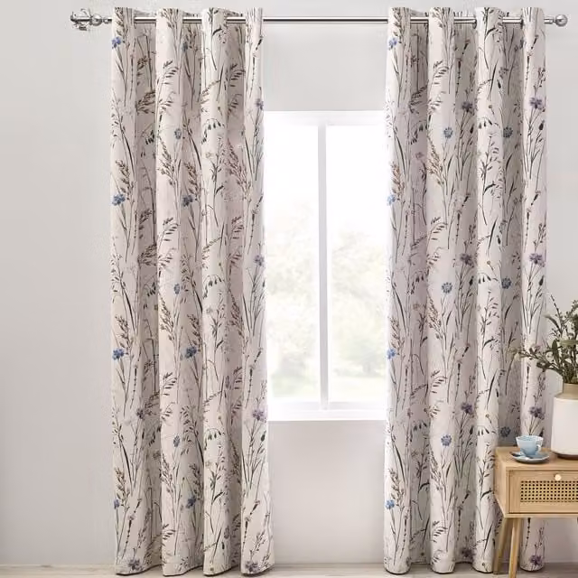Catherine Lansfield Grasmere Floral Reversible Eyelet Curtains, Multicolour W/D/H: 167.64 x 167.64 x 228.6 cm