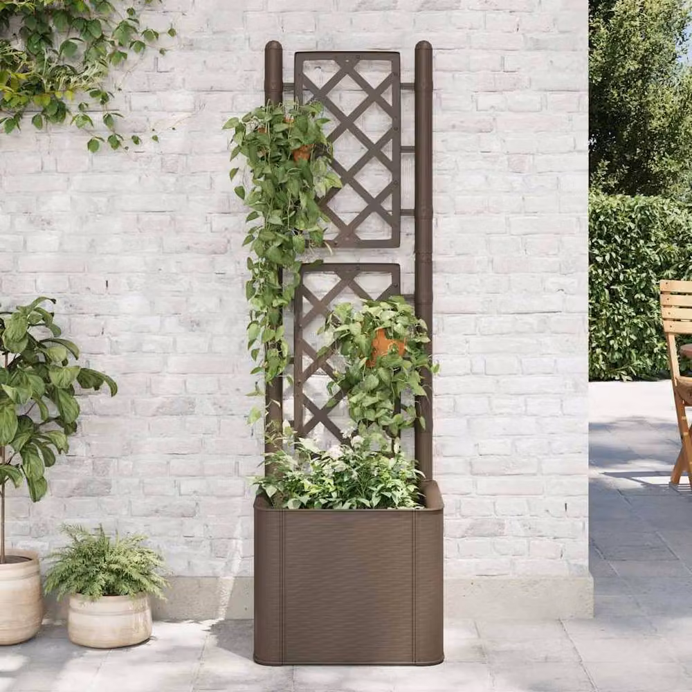 Berkfield Home Garden Raised Bed with Trellis and Self-Watering System in Dark Brown – 2
