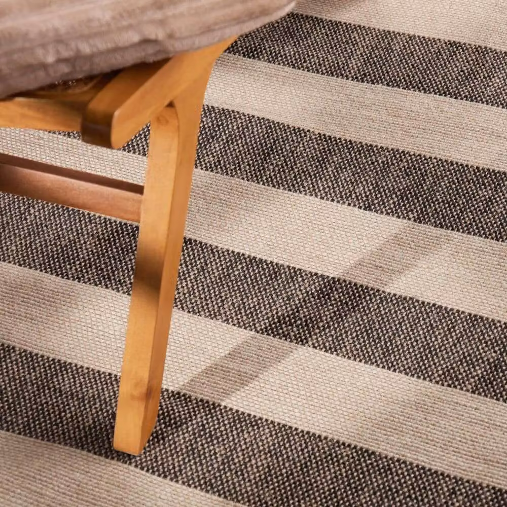 THE RUGS Playa Handloom Jute Striped Rug in Natural White and Black, W: 200 cm, D: 300 cm – 9