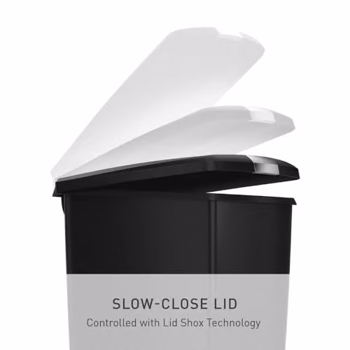 simplehuman CW1361 40L Slim Recycling Kitchen Pedal Bin with Lid Lock and Silent Soft Close Lid in Black Plastic, W 26.0cm x H 64.0cm x D 49.0cm – 2