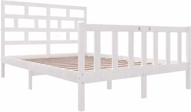 Berkfield Home Beautiful Small Double Bed Frame in White Solid Pine Wood, W/D/H: 120 x 200 cm