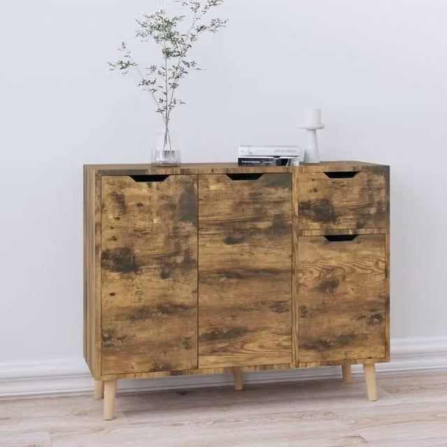 Berkfield Home Smoked Oak Sideboard in Brown, W/D/H: 90 x 30 x 72 cm