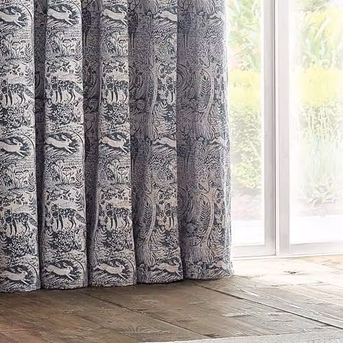Riva Home Winter Woods Chenille Room Darkening Eyelet Curtains, Woodland Animals Pattern, Blue, 2 Panels, Width: 229 cm, Drop: 183 cm – 4