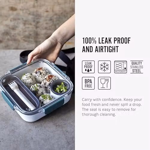 Black + Blum Bento Lunch Box in Ocean Blue, Leakproof and Microwave Safe with Cutlery – 2
