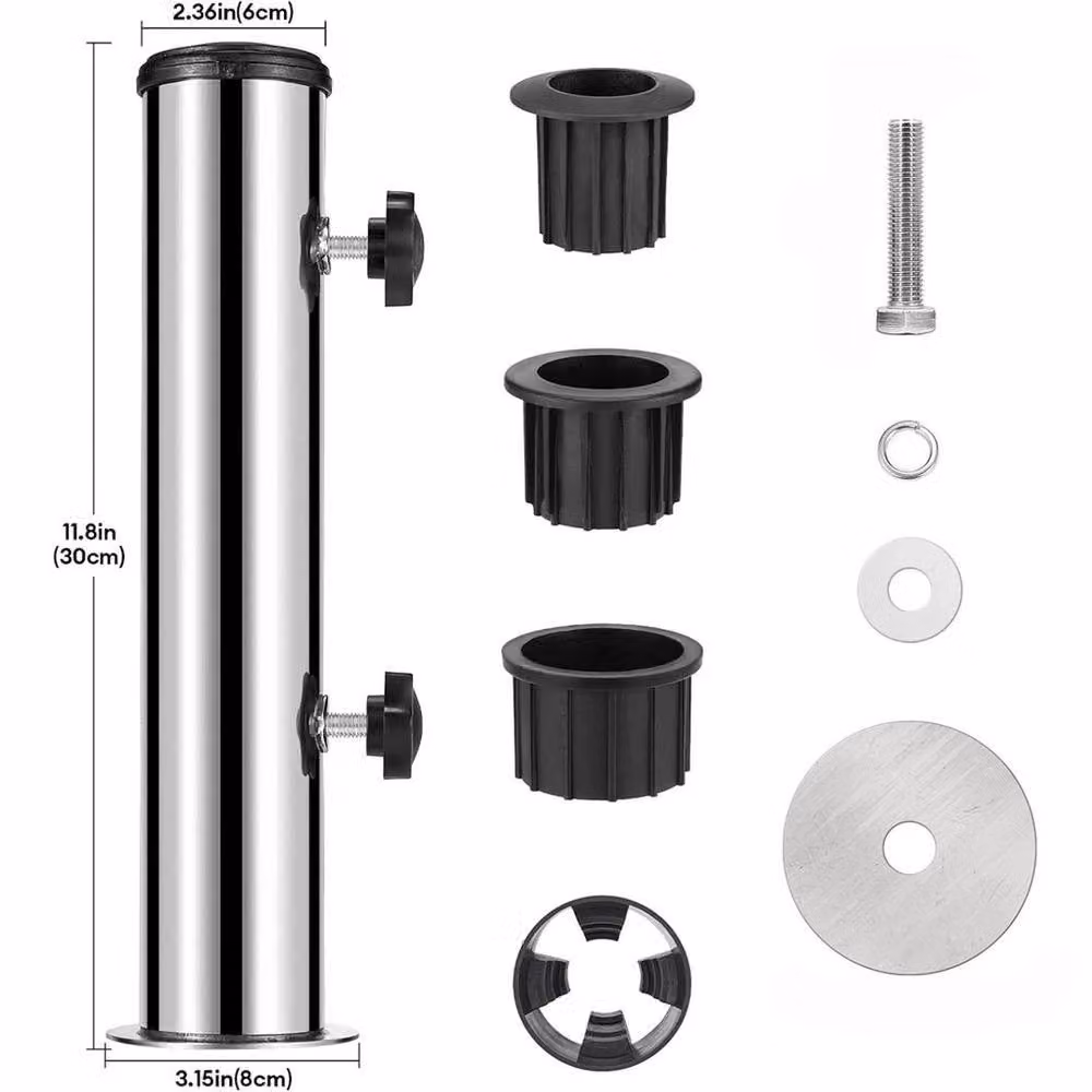 SPETLEK Silver Stainless Steel Parasol Umbrella Base Stand Tube Replacement, H 100 cm x W 15 cm – 2