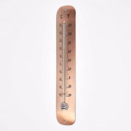HOMESCAPES Copper Plated Wall Mounted Garden Thermometer, Height: 30 cm