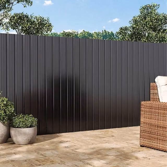 Livingandhome Pack of 6 Black Corrugated Steel Enamel Panels