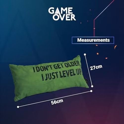 Game Over Green Graphic Gaming Cushion with Removable Stain Repellent Cover – 2