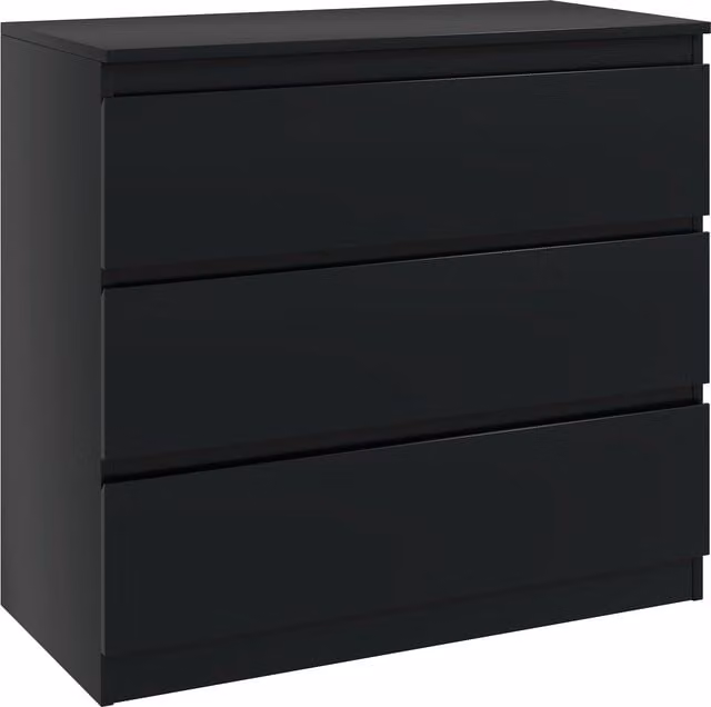 HOMCOM 3-Drawer Chest of Drawers, Modern Black Storage Organiser Unit for Bedroom and Living Room – 1