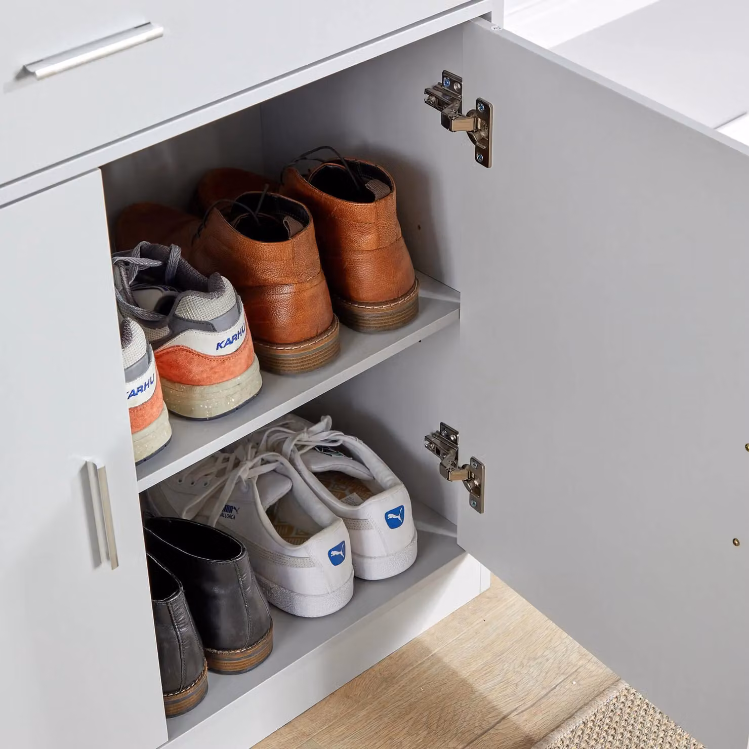 Home Source 2 Door Shoe Storage Cabinet in Grey – 2