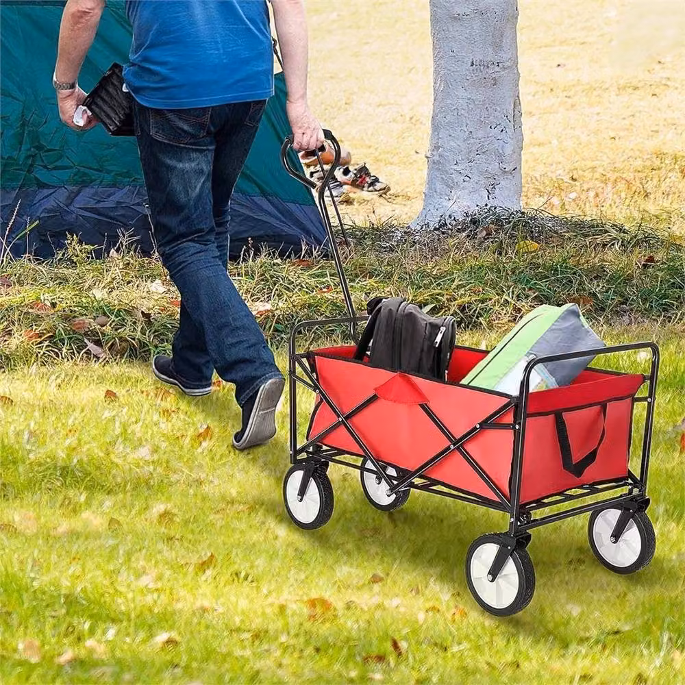 Nordara Heavy Duty Folding Garden Wagon Cart in Red – 4