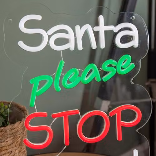 Samuel ALEXANDER Multicolour Santa Please Stop Here Neon Christmas Sign, 35cm – 2