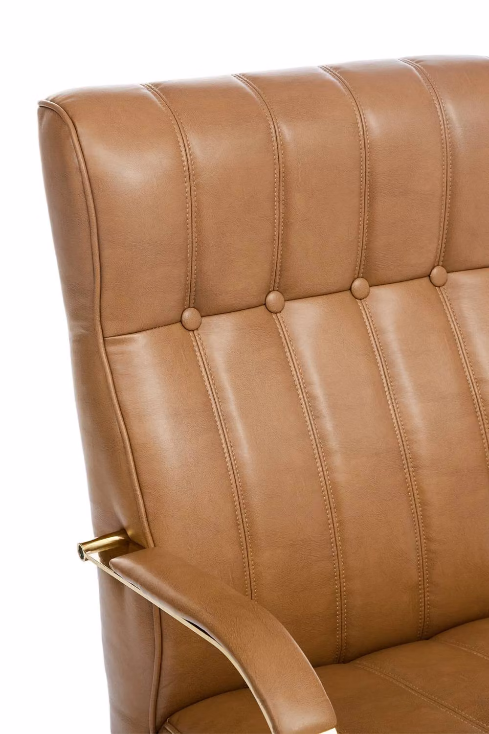 Living and Home Brown Ergonomic High Back Office Chair with Synthetic Leather and Gold Details – 4