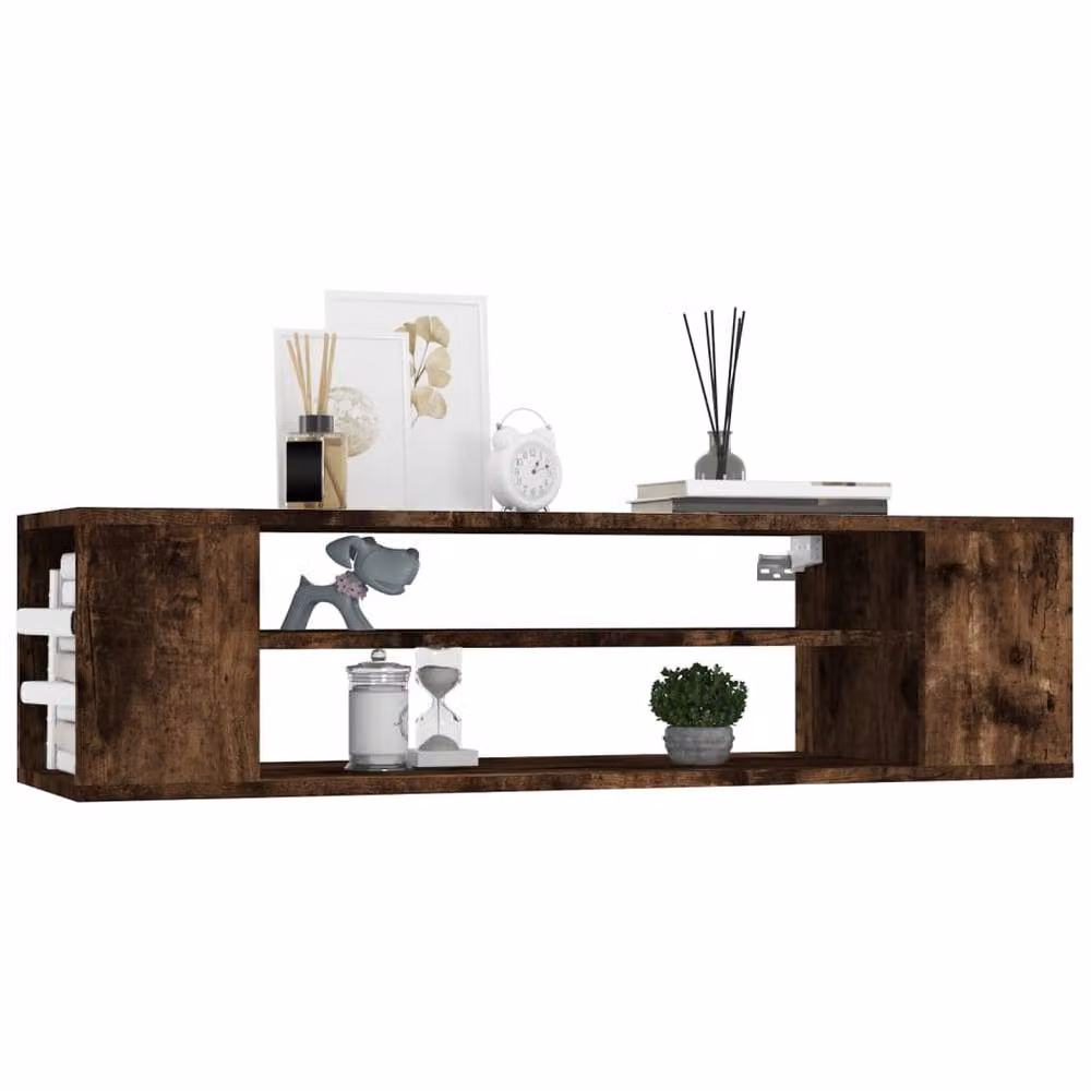 Berkfield Home Hanging TV Cabinet in Smoked Oak Brown, W/D/H: 100 x 30 x 26.5 cm – 3
