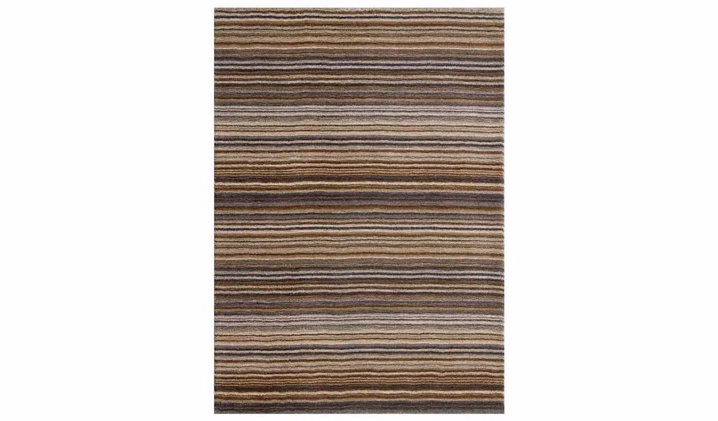 Homemaker Connor Skinny Stripe Multicolour Natural Wool Cut Pile Rectangular Rug W/D: 170 x 120 cm