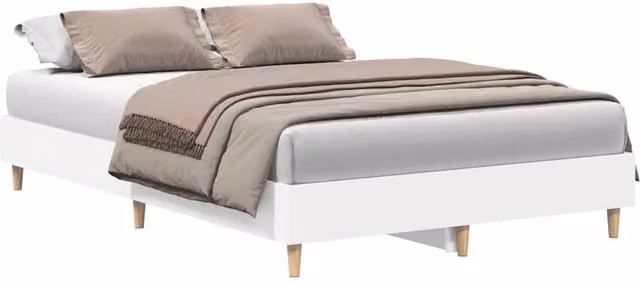 Berkfield Home Double Bed Frame in White, Engineered Wood, W/D/H: 135 x 190 cm