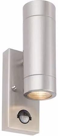 Netlighting Atlantis 2 Light Outdoor PIR Up & Down Coastal Wall Light in Grey Marine Grade Brushed Stainless Steel