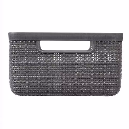 Curver Jute Open Weave Plastic Storage Basket in Grey, 4.5 l – 3