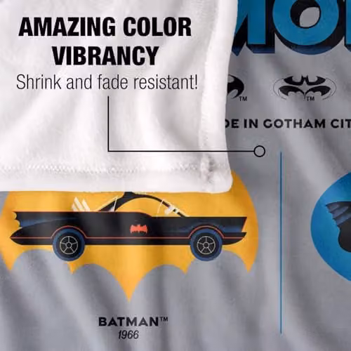 Warner Bros. Batman Batmobiles Through The Years Logos Super Soft Silky Touch Fleece Throw Blanket, Multicolour, W: 152.4 cm x D: 127.0 cm – 3