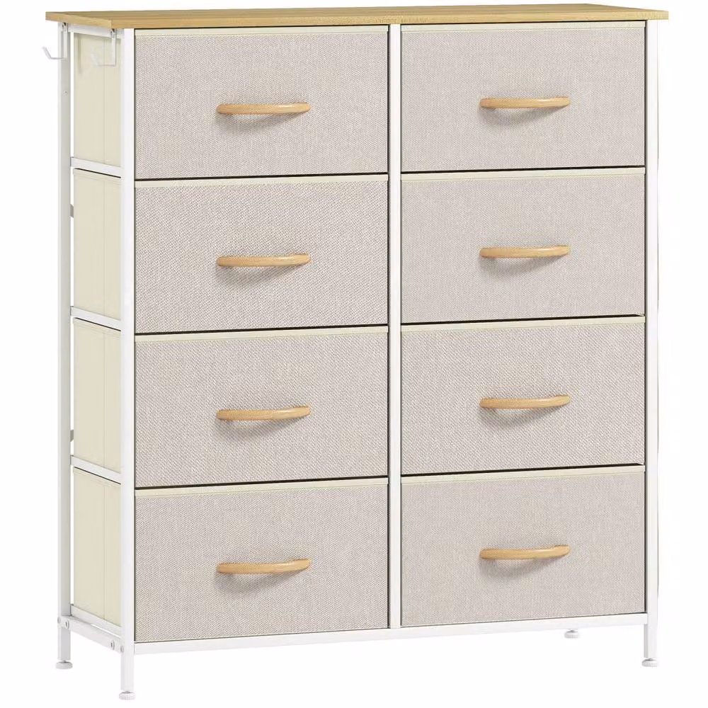 Wyld Haus Docone Livi 8 Drawer Fabric Storage Chest in Beige and White, W/D/H: 94.5 x 30.0 x 86.0 cm – 2