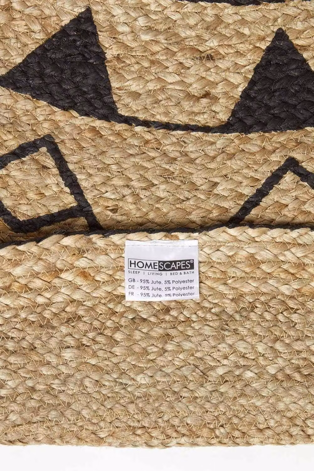 Homescapes Mandala Braided Jute Round Rug in Black and Beige, Diameter: 90 cm – 5