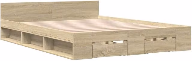 Berkfield Home Modern Bed Frame with Drawers in Sonoma Oak, Light Brown, W/D/H: 160 x 200 x 45 cm
