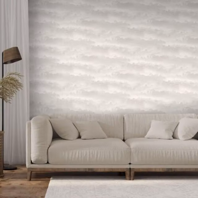 Muriva Tropical Landscape Taupe Wallpaper in Grey with Nature and Floral Patterns
