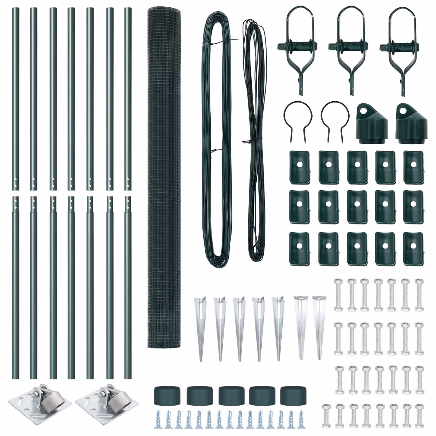 Berkfield Home Green Steel Welded Wire Fence with 7 Spike Posts, W: 10 m, H: 1.5 m – 3