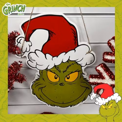 VFM e-Store Grinch Christmas Light Up Wall Decoration, Green, W: 40 cm, H: 30 cm – 4