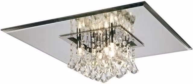 Netlighting Starda Square 8 Light G9 Flush Ceiling Light in Polished Chrome and Grey Crystal – 1
