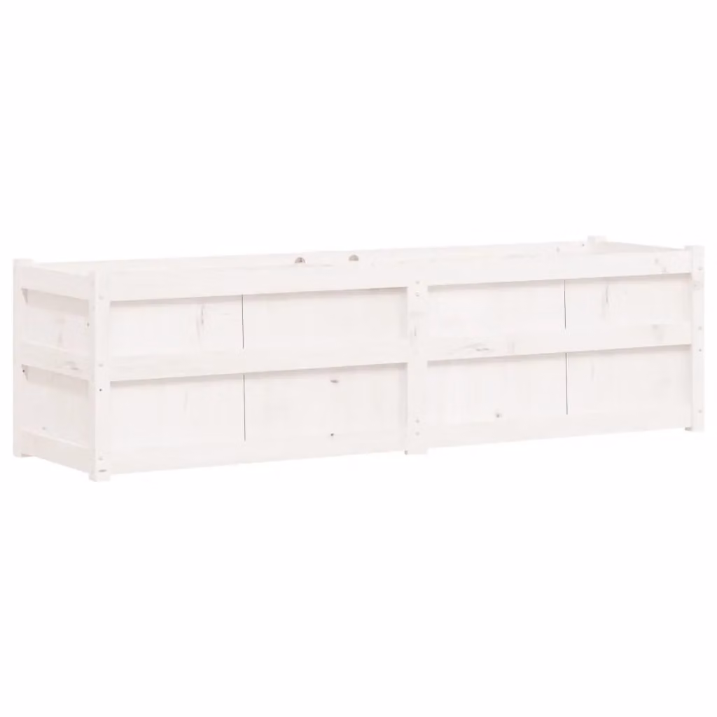 Berkfield Home White Solid Pine Garden Planter W/D/H: 180 x 50 x 50 cm – 2
