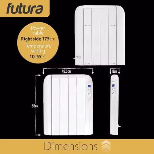 Futura 1000W White Wall Mounted Convector Electric Panel Heater with Timer and Frost Protection – 5