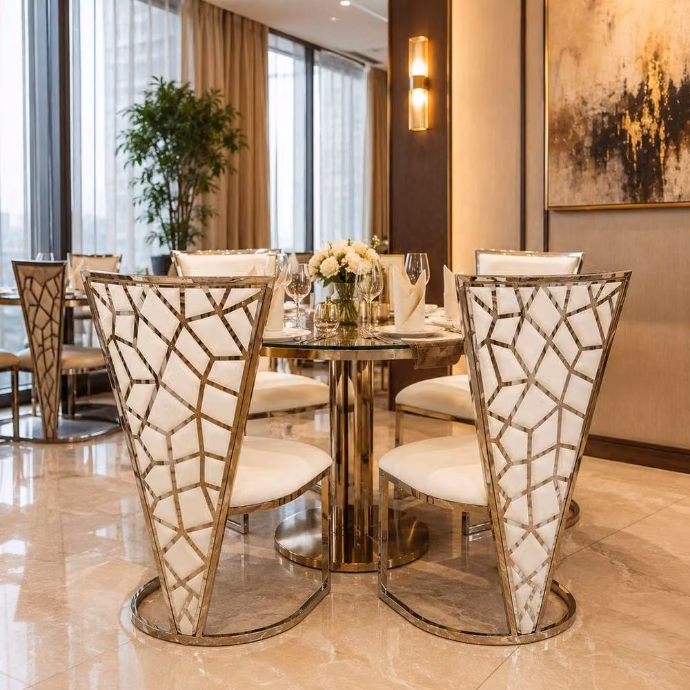 HOME LUXE INTERIOR Set of 2 Vienna Dining Chairs in Mink Cream and Silver – 5
