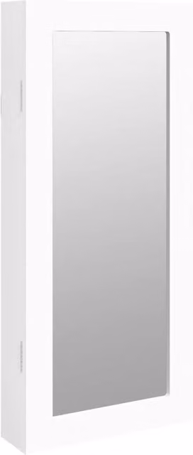 Berkfield Home Wall Mounted Mirror Jewellery Cabinet, White, W: 30 cm, D: 8.5 cm, H: 67 cm – 1