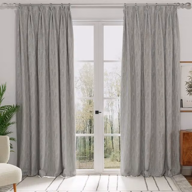 Terrys Quill Made to Measure Blackout Fabric Panel Curtain in Silver Grey