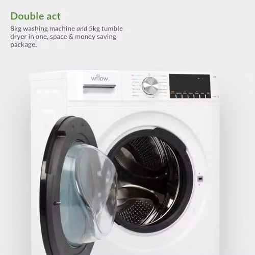 Willow WWD8514WH 8kg 1400 Spin Washer Dryer with BLDC Inverter Motor, 15 Programs and LED Display, Front Loading, White – 2