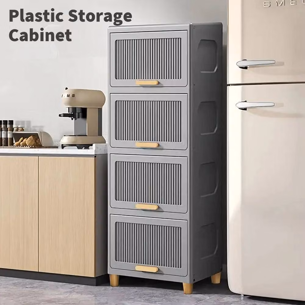 EONLION 6 Tier Grey Plastic Storage Cabinet with Doors and Drawers – 2
