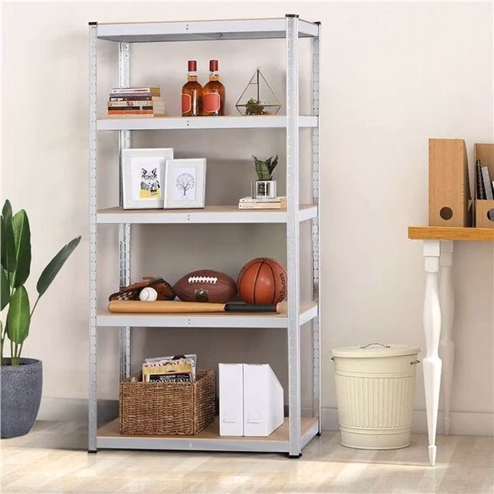 KORVIXA 5 Tier Metal Garage Shelving Unit in Silver, W/D/H: 100 x 100 x 180 cm – 3