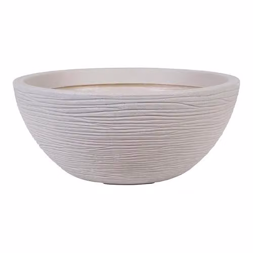Strata Amalfi Round Plastic Planter, Beige, W/D/H: 42.5 x 40 x 40 cm
