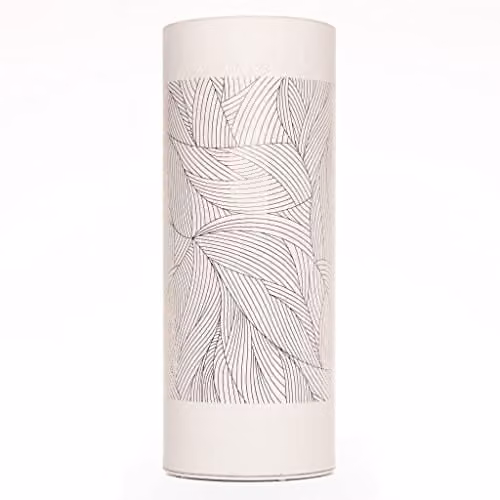 SHATCHI Silver Feather Design Etched Glass Vase Table Lamp with LED Fairy Lights, H 20 cm – 2