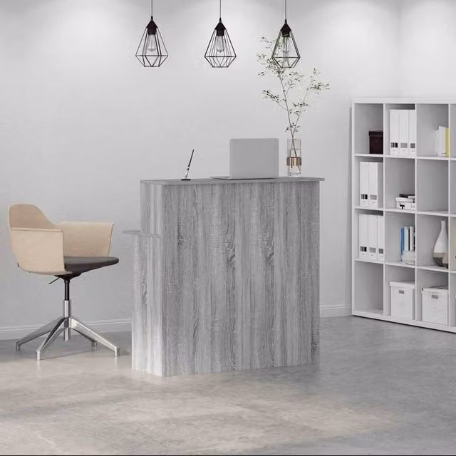 Berkfield Home Grey Sonoma Reception Desk in Engineered Wood, W/D/H: 100 x 50 x 103.5 cm